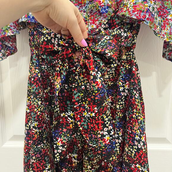 Boohoo | Mixed Floral Paneled Midi Dress Size 14 Wedding Guest Patchwork Ditsy - Picture 11 of 14